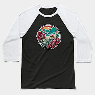 Orchid Flower Bloom Blossom Retro Vintage Baseball T-Shirt